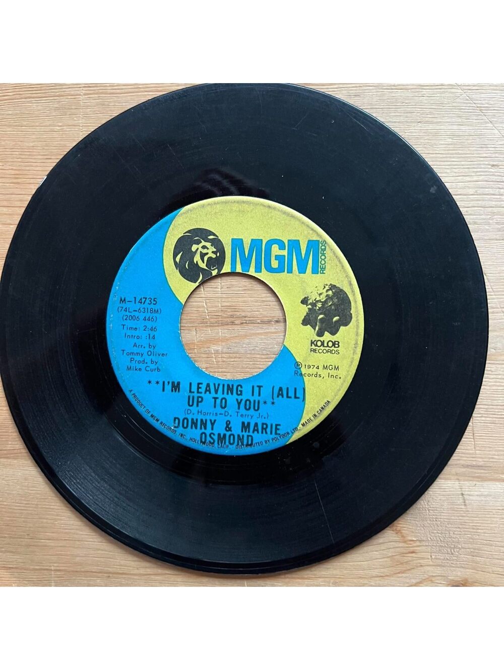 Donny & Marie Osmond - I'm Leaving it up to You/The Umbrella Song 45rpm VG+ R13